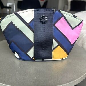 Tory Burch nylon mutli color cosmetic pouch.  NWOT